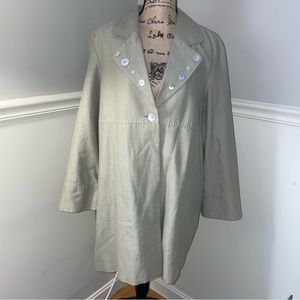 J.JILL Woven Cotton Mid-length Artisan Button Jacket L Petite